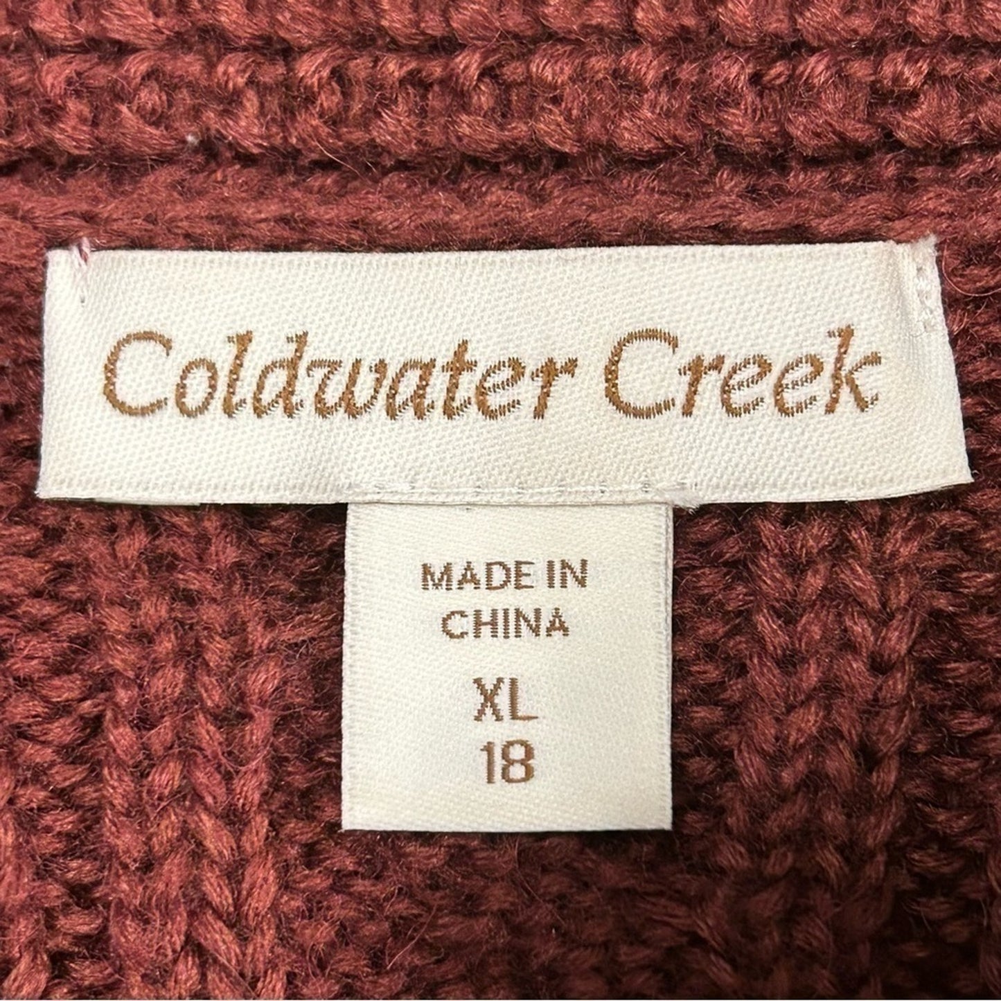 Coldwater Creek Womens Sweater Cable Stitch Vintage Fisherman Size XL /18 #L1374