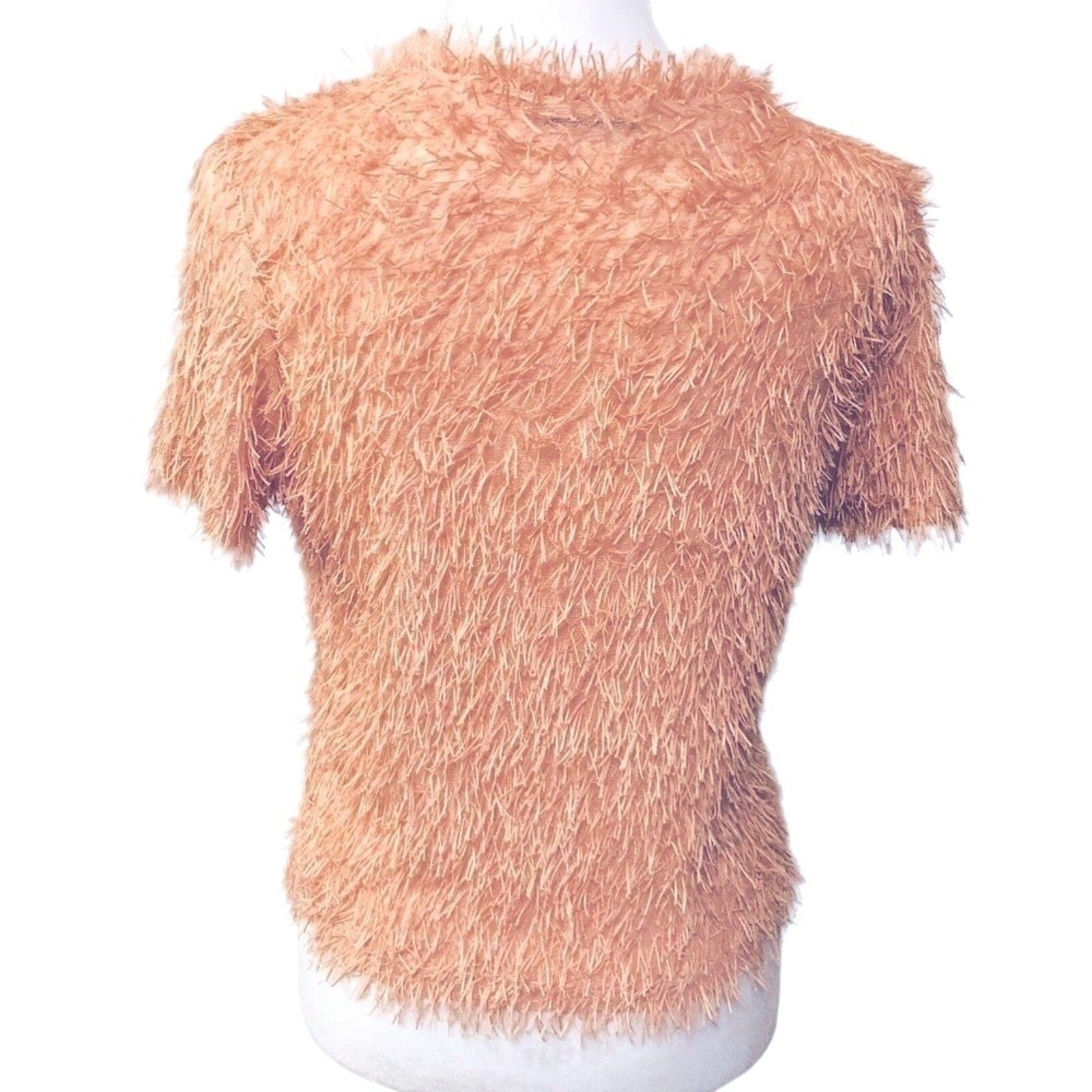 ZARA Trafaluc Pink Fuzzy Fringe Eyelash Popcorn Sweater Top Size ( M ), #1101