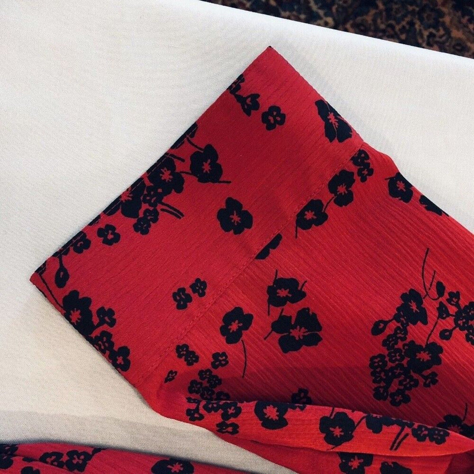 George - Women's Blouse Size 1X (16) Red / Black Floral Print