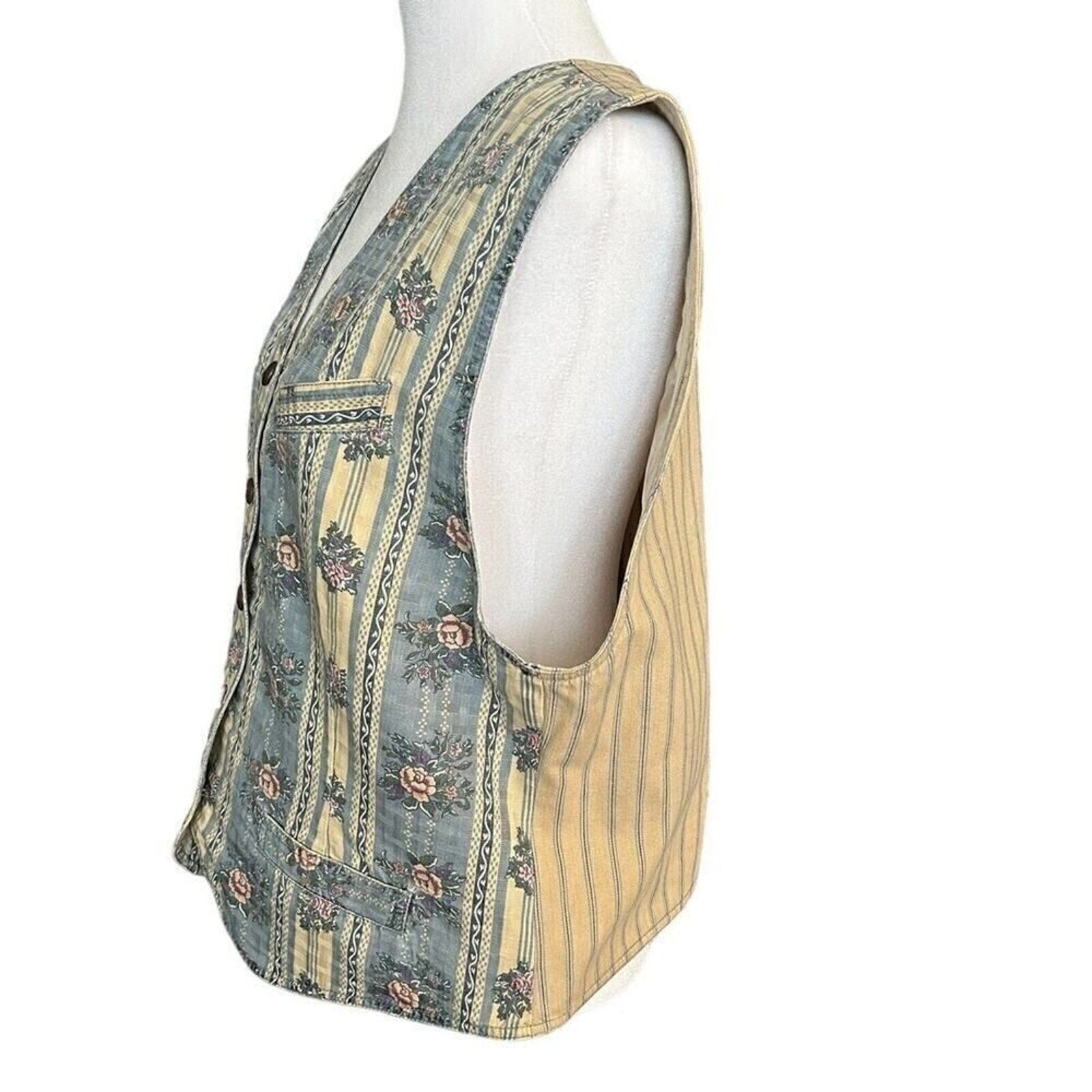 Liz Claiborne Liz Wear Floral Women's Vest w/Pockets Vintage 80s Sz. 14 #J1324
