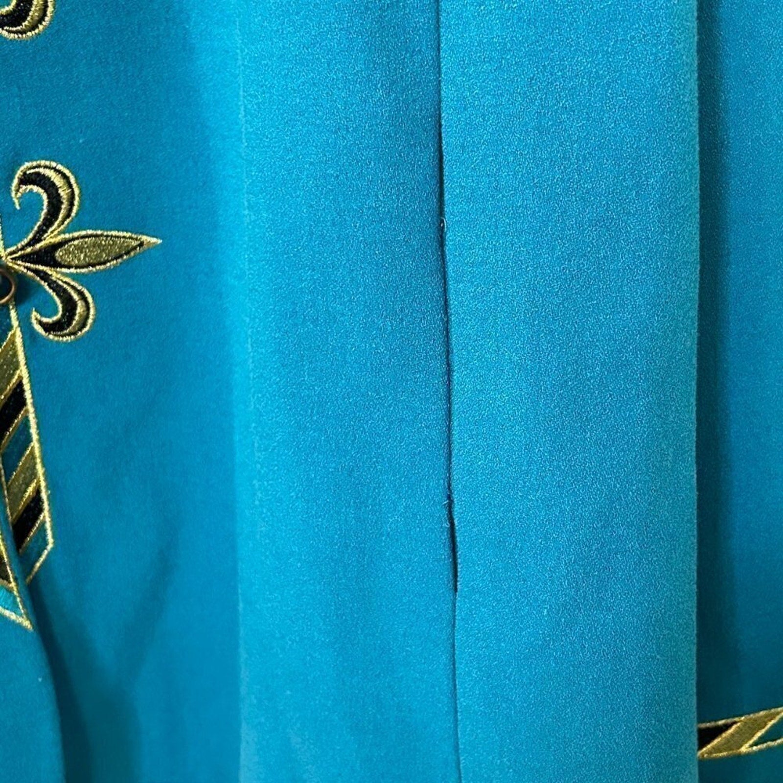 Bob Mackie Wearable Art Womens Sz XL Turquoise Blue Fleur De Lis Embroidery  #SH