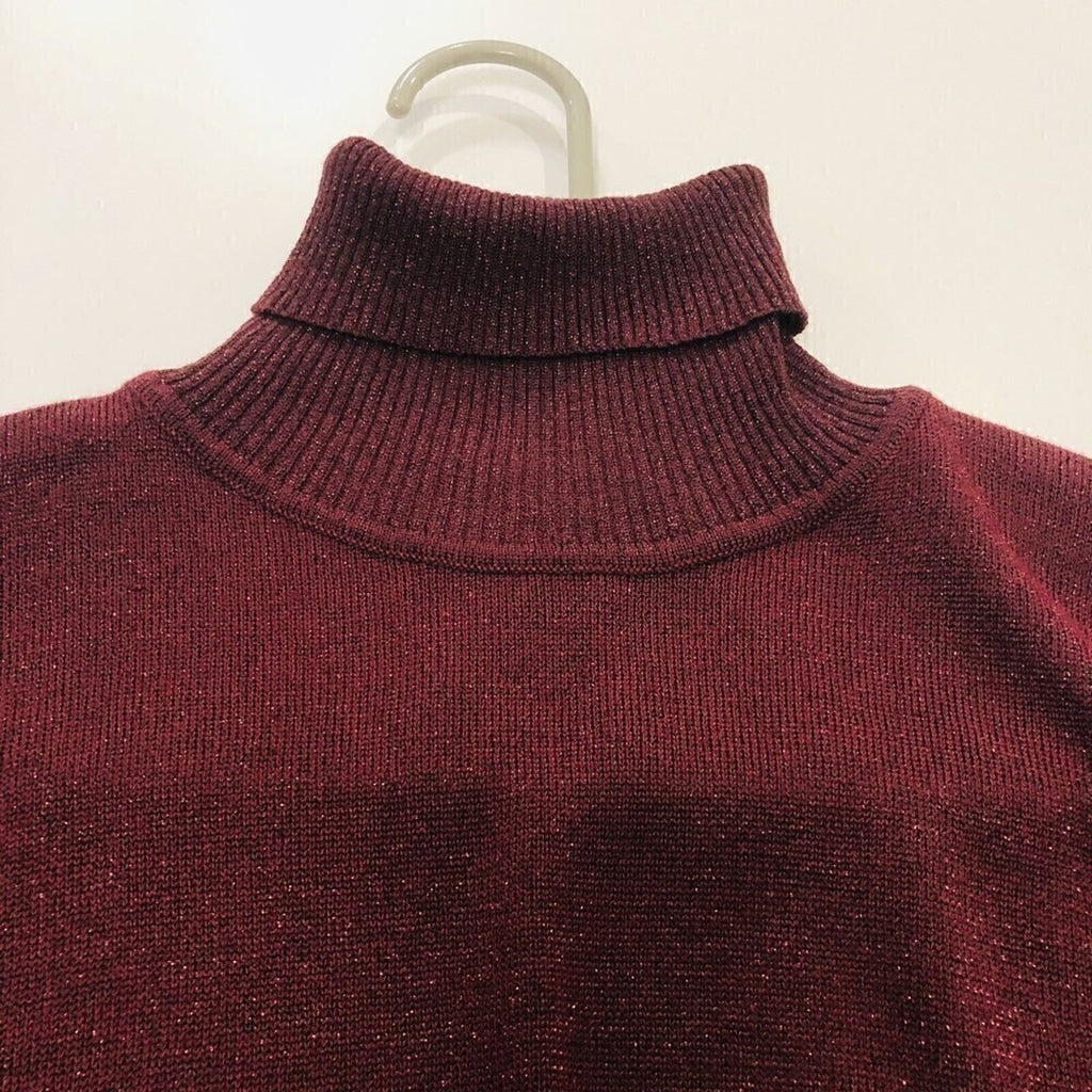 Joseph A. Women's Burgundy / Sparkle Silk Top, Turtle Neck, Size (M) #HB