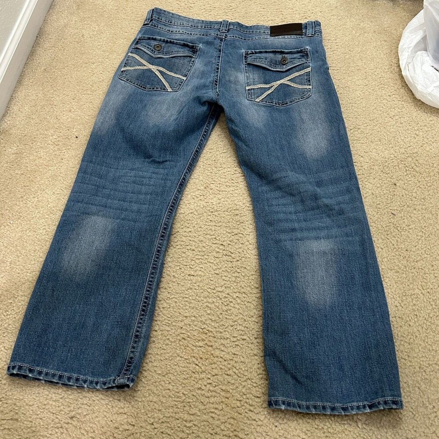 Axel T. K. Jeans 36" x 30" Wide Full Leg Blue Med Wash 10" Rise