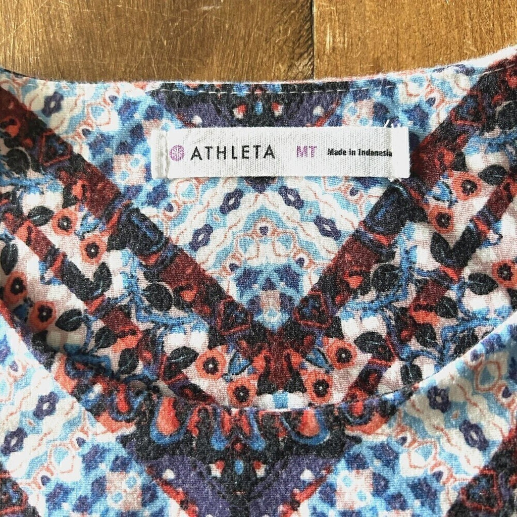 Athleta sleeveless stretchy A-line dress size M (8–10) geometric pattern #H1280