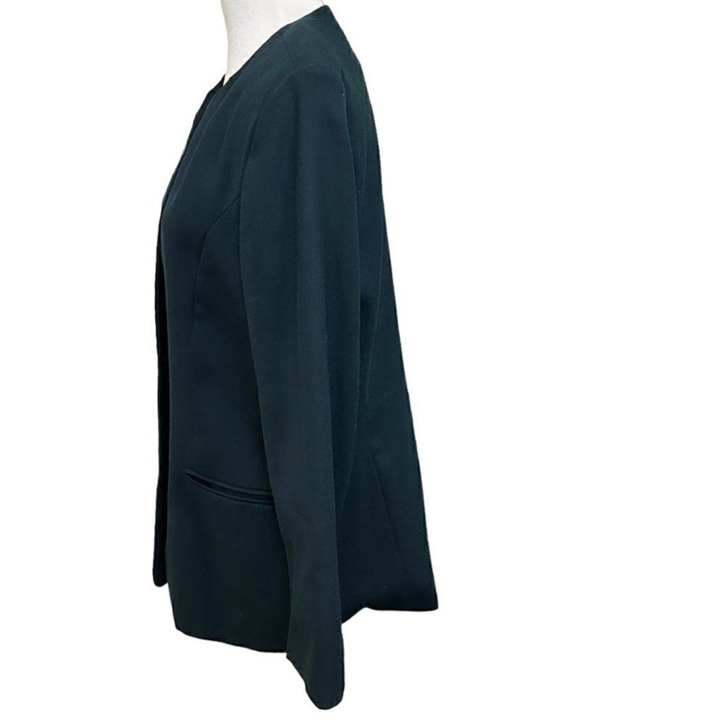 EN AVANCE Womens Jacket / Blazer Size 12 Forest Green 100% Wool Made in US #HB