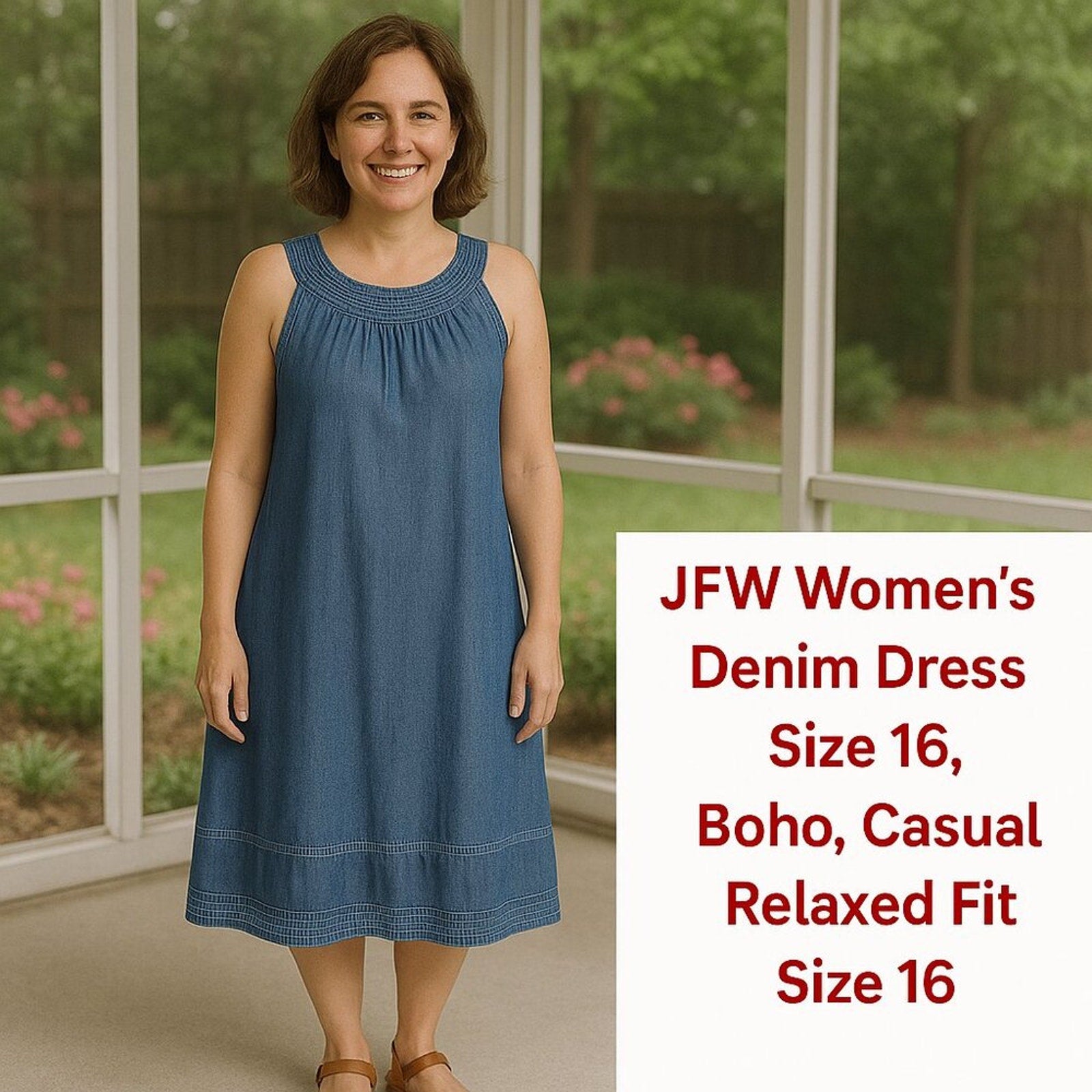 JFW women’s denim dress size 16 boho casual relaxed fit #G1253