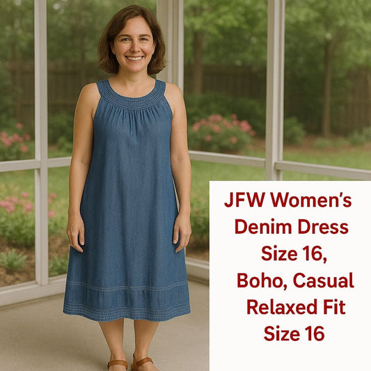 JFW Women's Denim Dress Size 16, Boho, Casual Relaxed Fit Size 16 #G1253