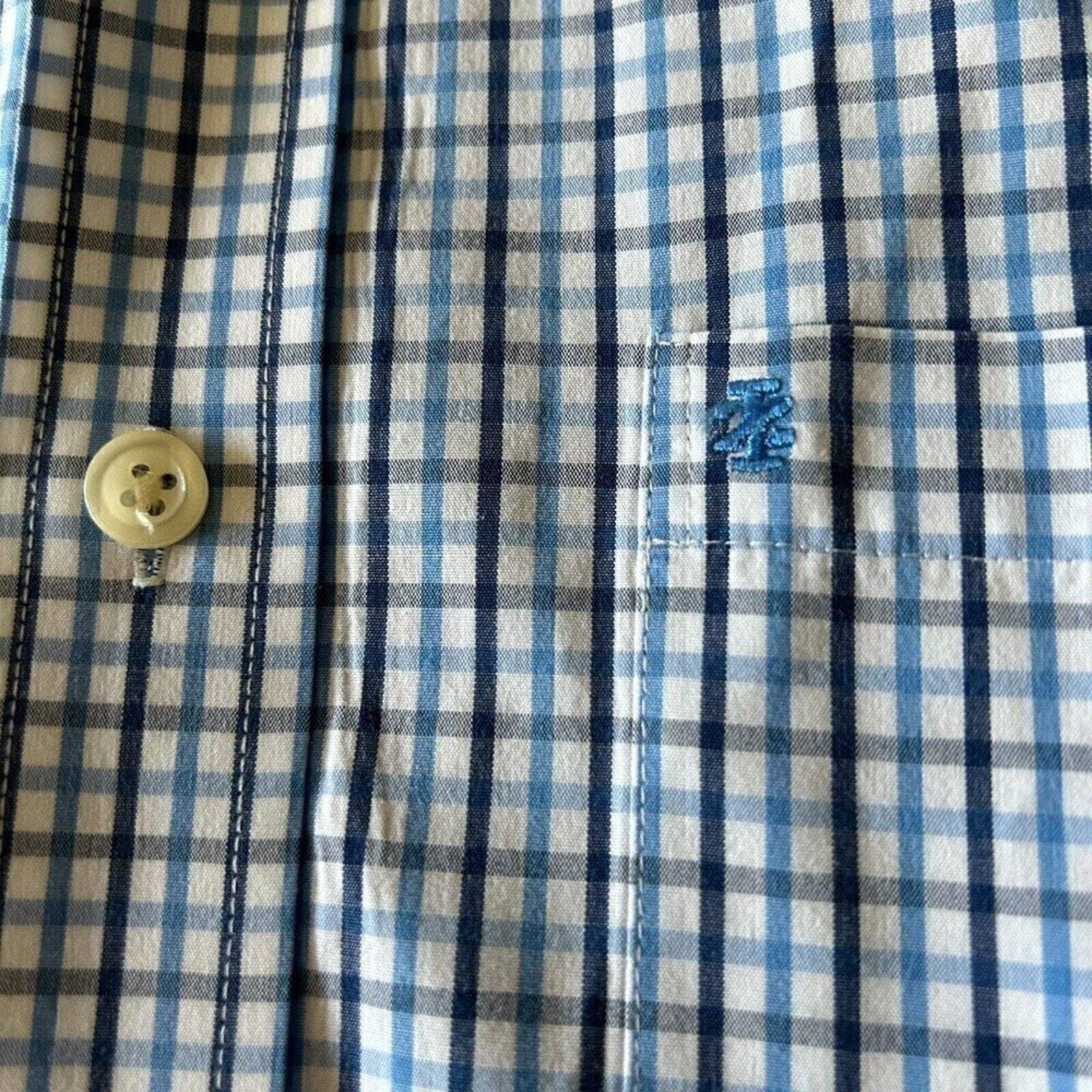 Izod Mens Shirt, 3XL ,Blue White Plaid, Button Up Long Sleeve Heavy Cotton #1147
