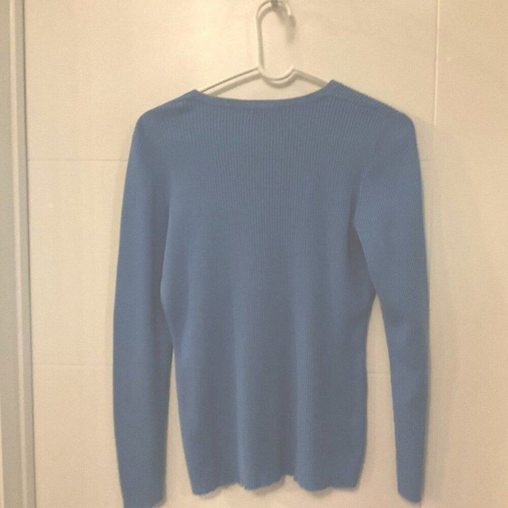 Liz & Co. Women's Sweater, Sz. ( L ) Blue, Square Neck, Ribbed, Pullover