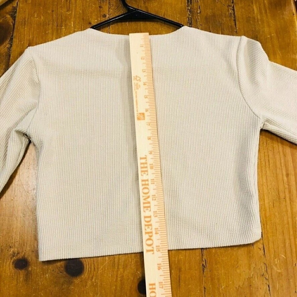 ZARA Beige Crew-Neck Long-Sleeve Crop Top (Size M) – Lightweight, All-Season Style #1085
