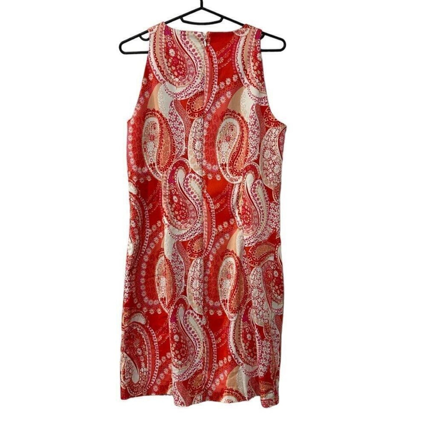 Pappagallo Women's Sheath Dress Size 6, Pink Paisley Lined, Zip, Neck Decor #HB