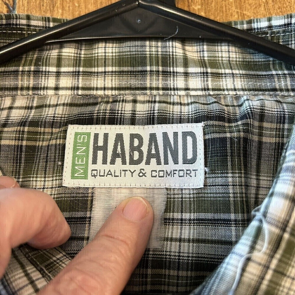 Haband Quality Comfort Men's Long Sleeve Pearl Snap Shirt Plaid Size XLT #G1230