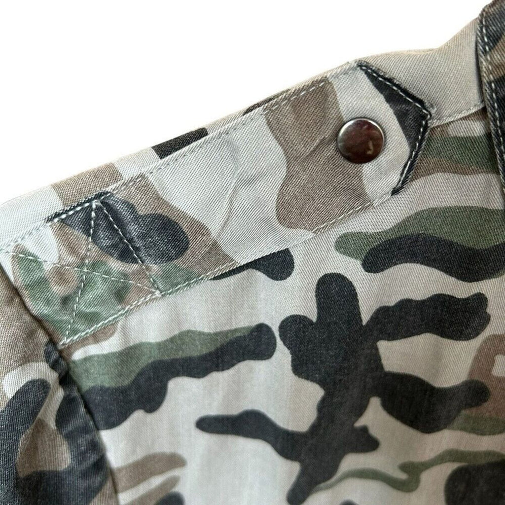 Velvet & Heart Women's Camo Top, Silver Snap Closure, Size S, #F1228