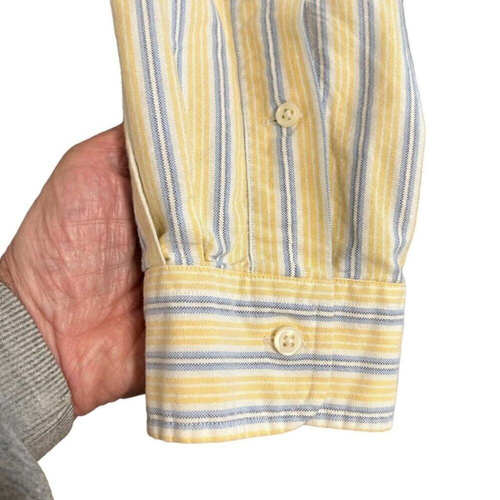 Ralph Lauren Yellow & White Striped Dress Shirt – Size Large – Classic Button-Up #M1382