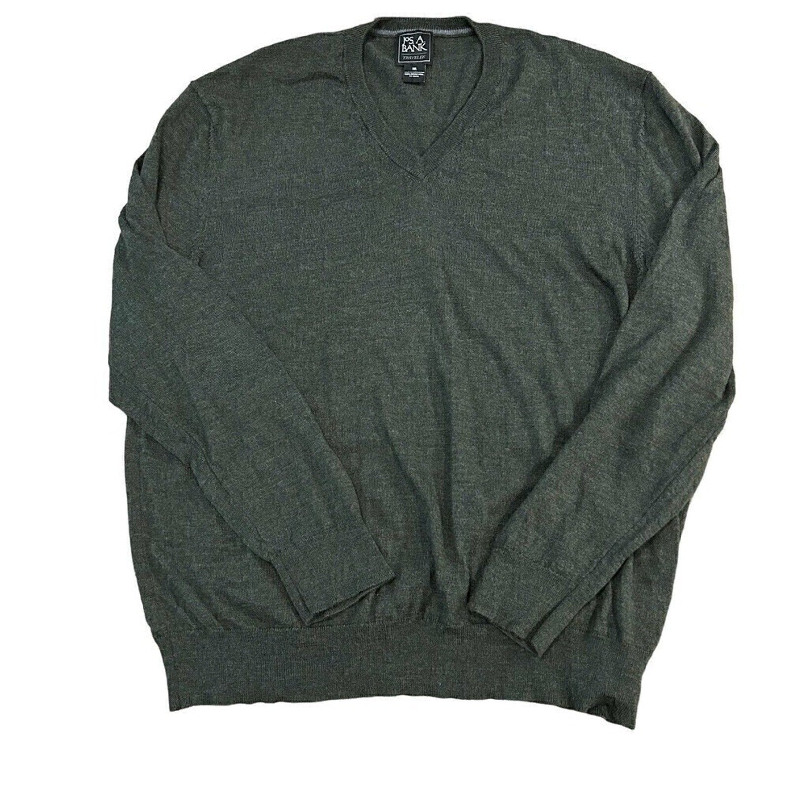 JOS A BANK 100% Merino Wool Men's Sweater TRAVELERS Green SZ. 2 XL (XXL) #J1331