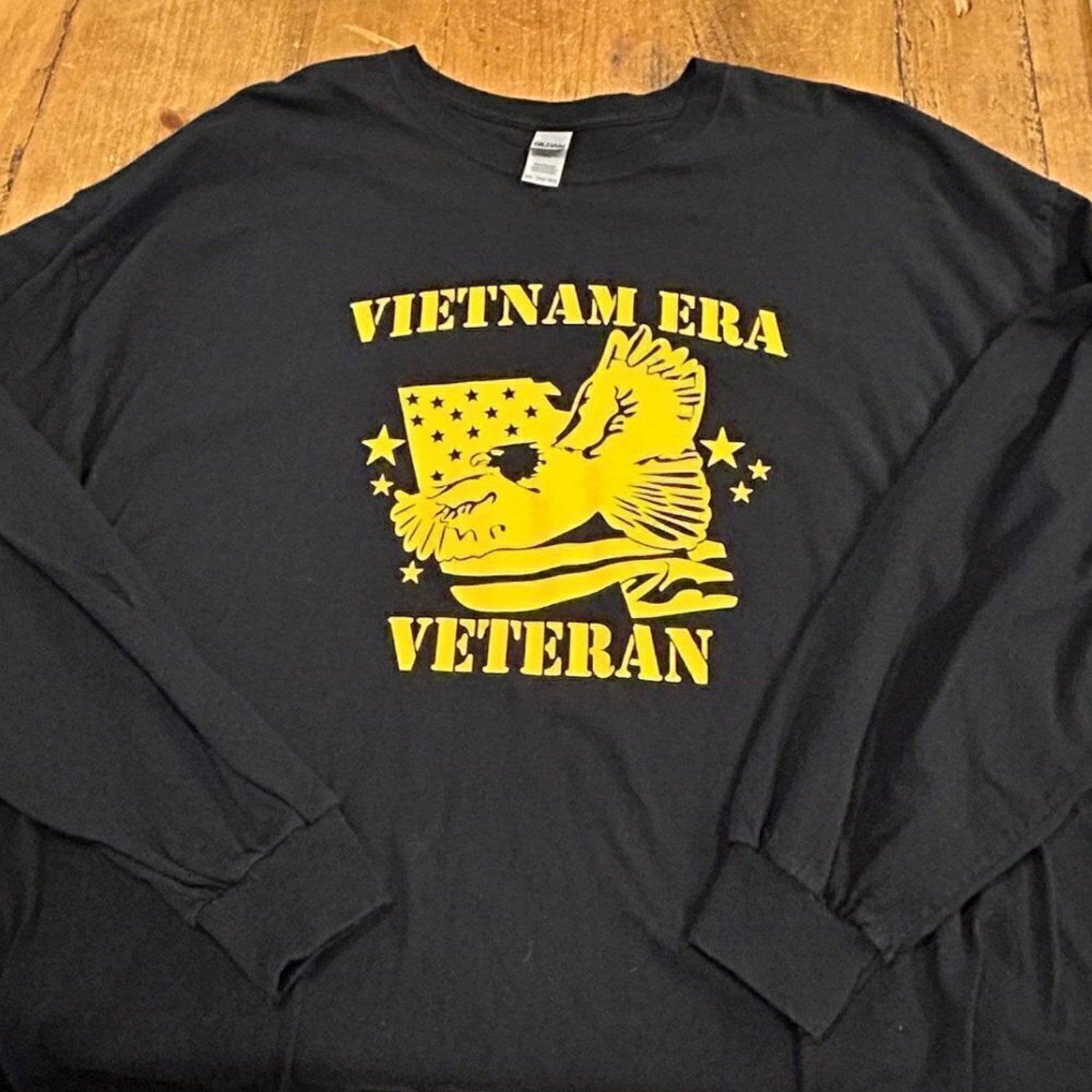 Gildan Ultra Hvy Cotton Vietnam Era Vet Long Sleeve T-Shirt Sz. 3XL Black #N1403