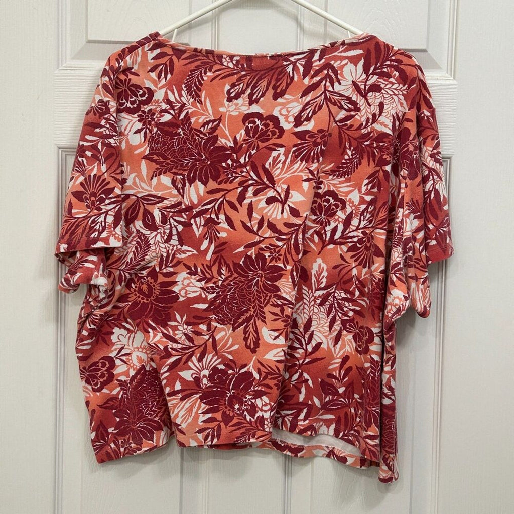 Karen Scott Women's Blouse Cotton Floral Print Size 2X, V Neck