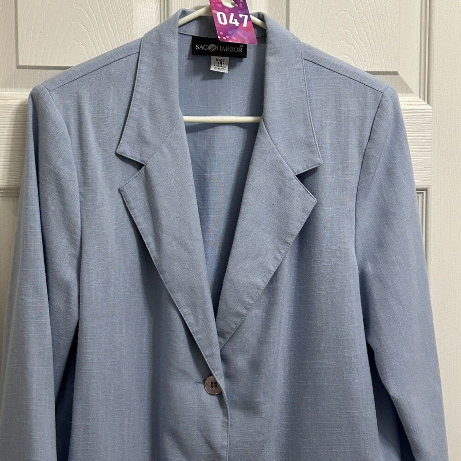Sag Harbor Women's Size 14 Blue Suit Jacket Blazer Business Casual 2 Button #047