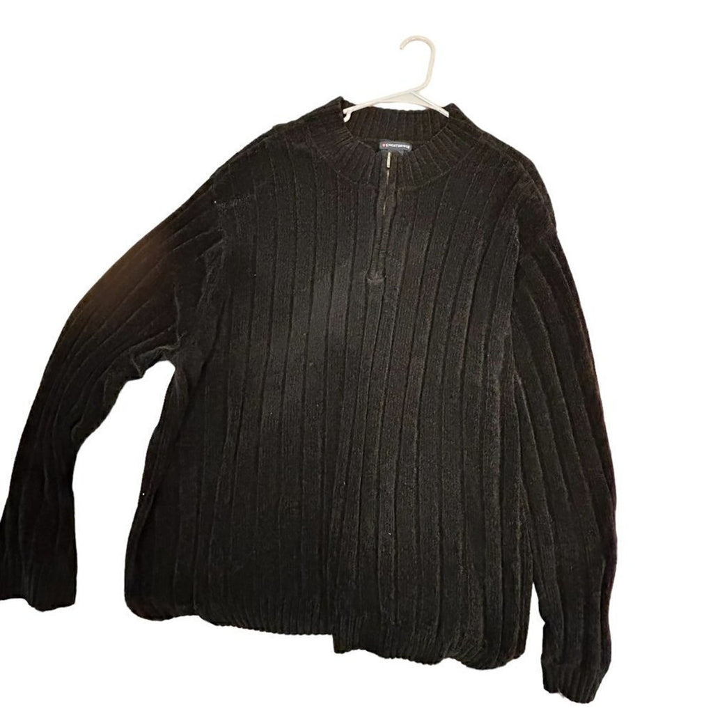 Knightbridge Men's Sweater Pullover Size 4x 1/4 Zip Black Knit #L1345