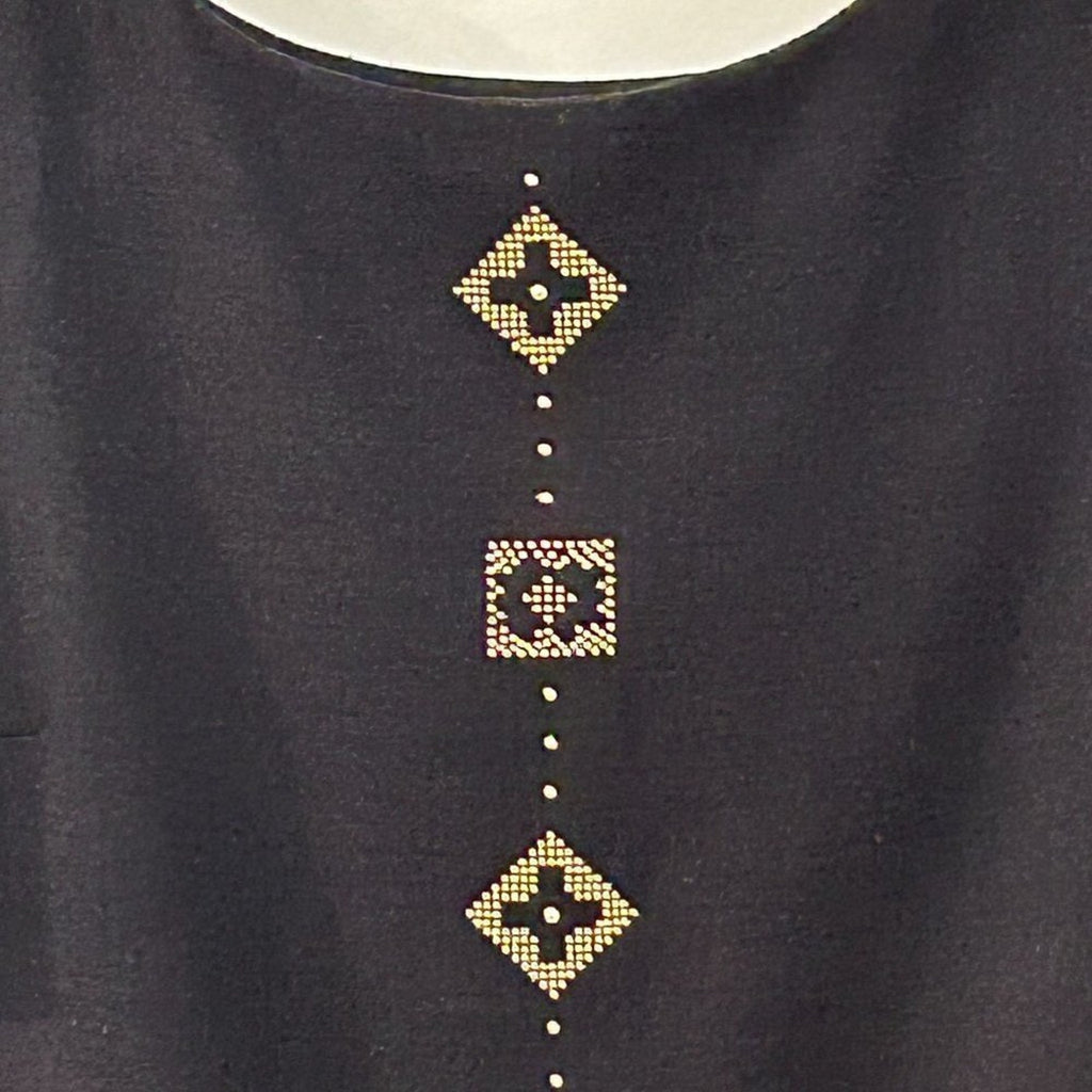 Virgo Women's Tunic Top Size 10, Black / Cream Gold Studs Rayon / Poly Blend #BH