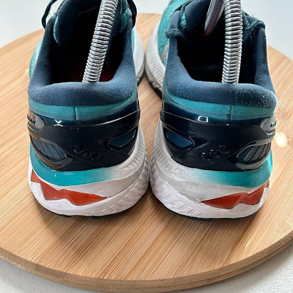 ASICS Women’s Gel-Kayano 27 Running Shoes — Teal / Blue / Orange, Size 7 (US)