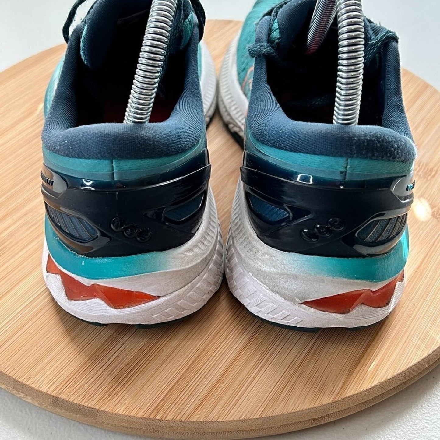 ASICS Women's Gel-Kayano 27 Teal Blue Orange Running Shoes Size 7 (US)