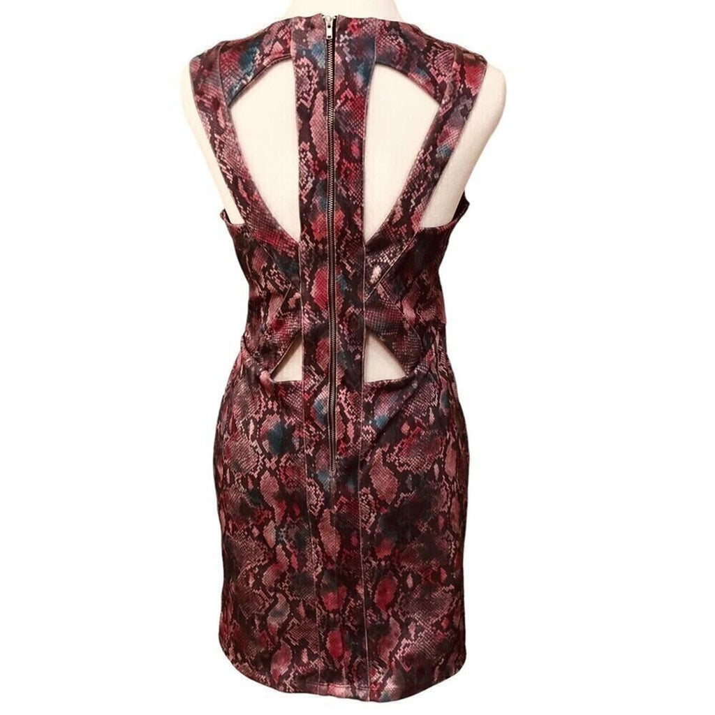 Topshop Women’s Size 11 Snake Print High-Neck Dress – Pink & Purple