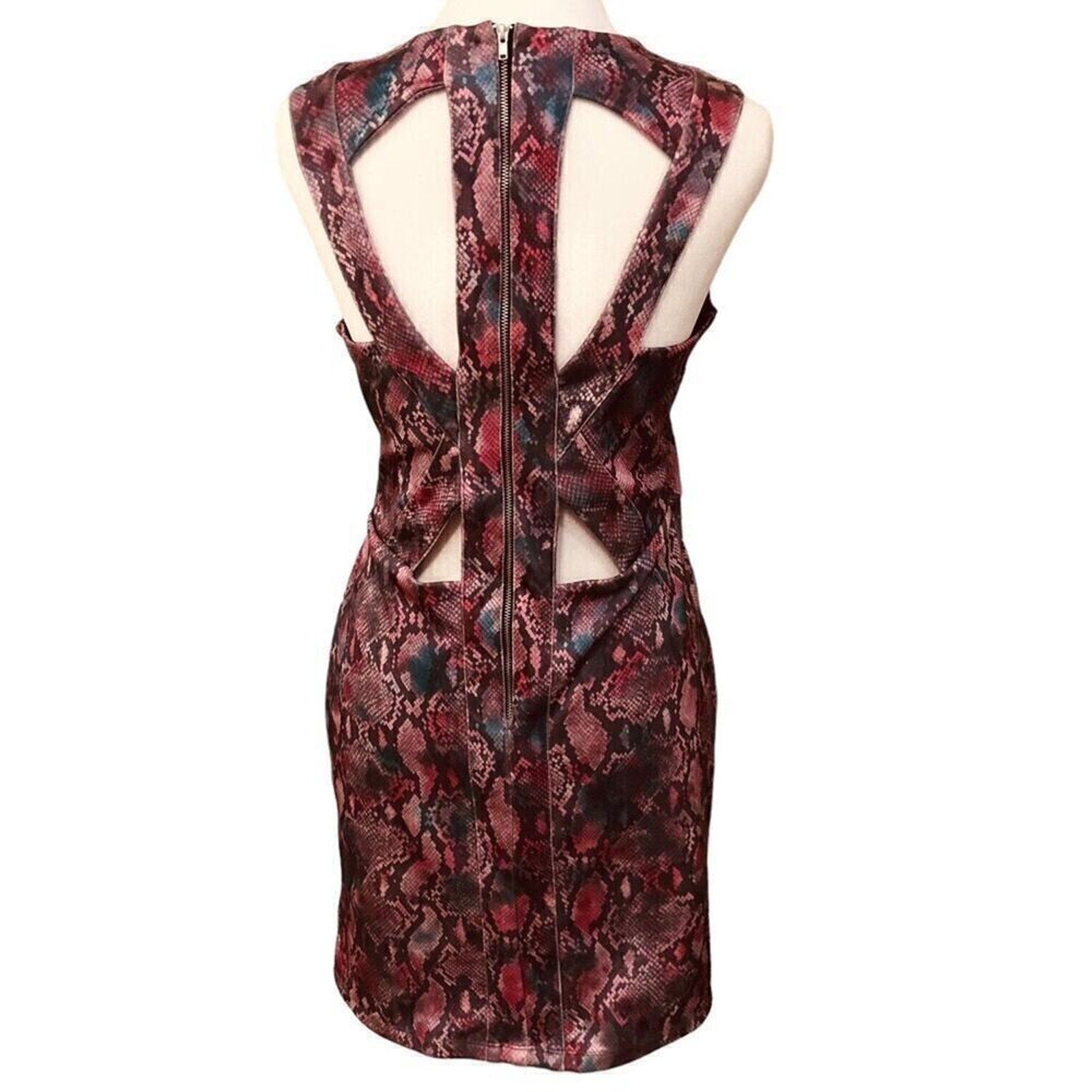 Topshop Women’s Size 11 Snake Print High-Neck Dress – Pink & Purple