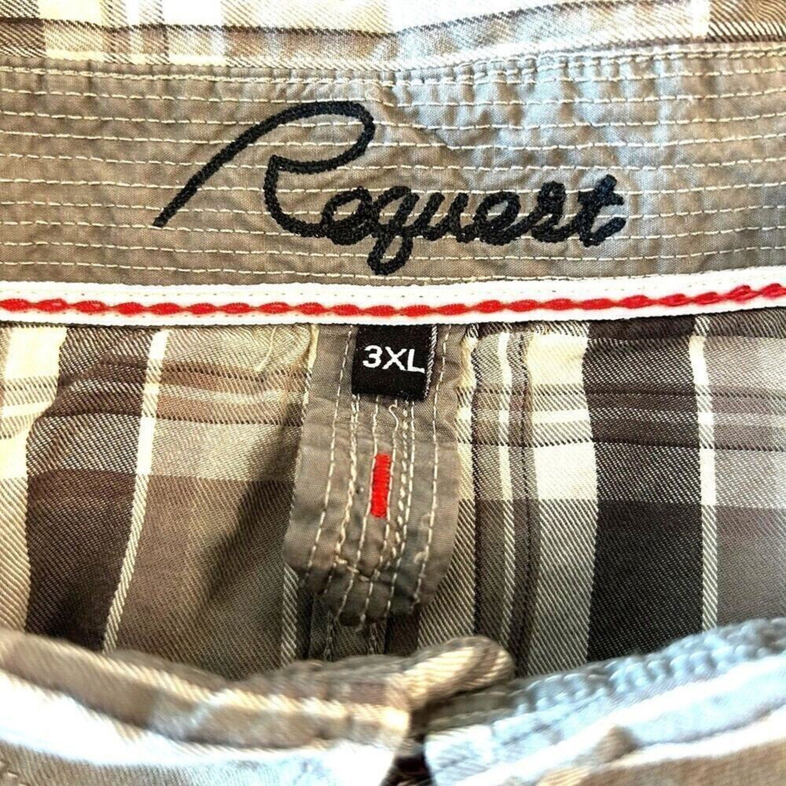 Reguest Mens Plaid Ruby Snap Front Pkts. Long Sleeve Embroidered Size 3XL #G1250