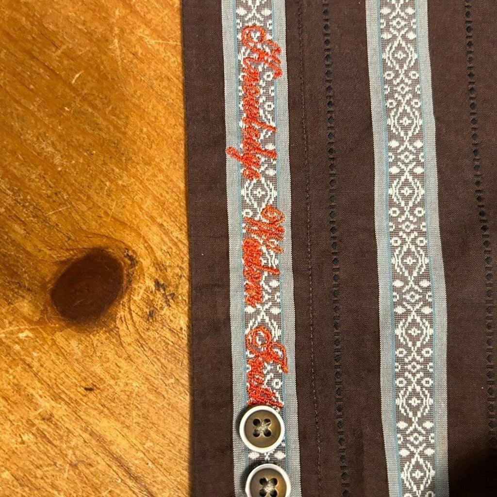 Robert Graham Mens Shirt Sz XL Striped Embroidered Rev.Cuffs Collar Stays #M1398