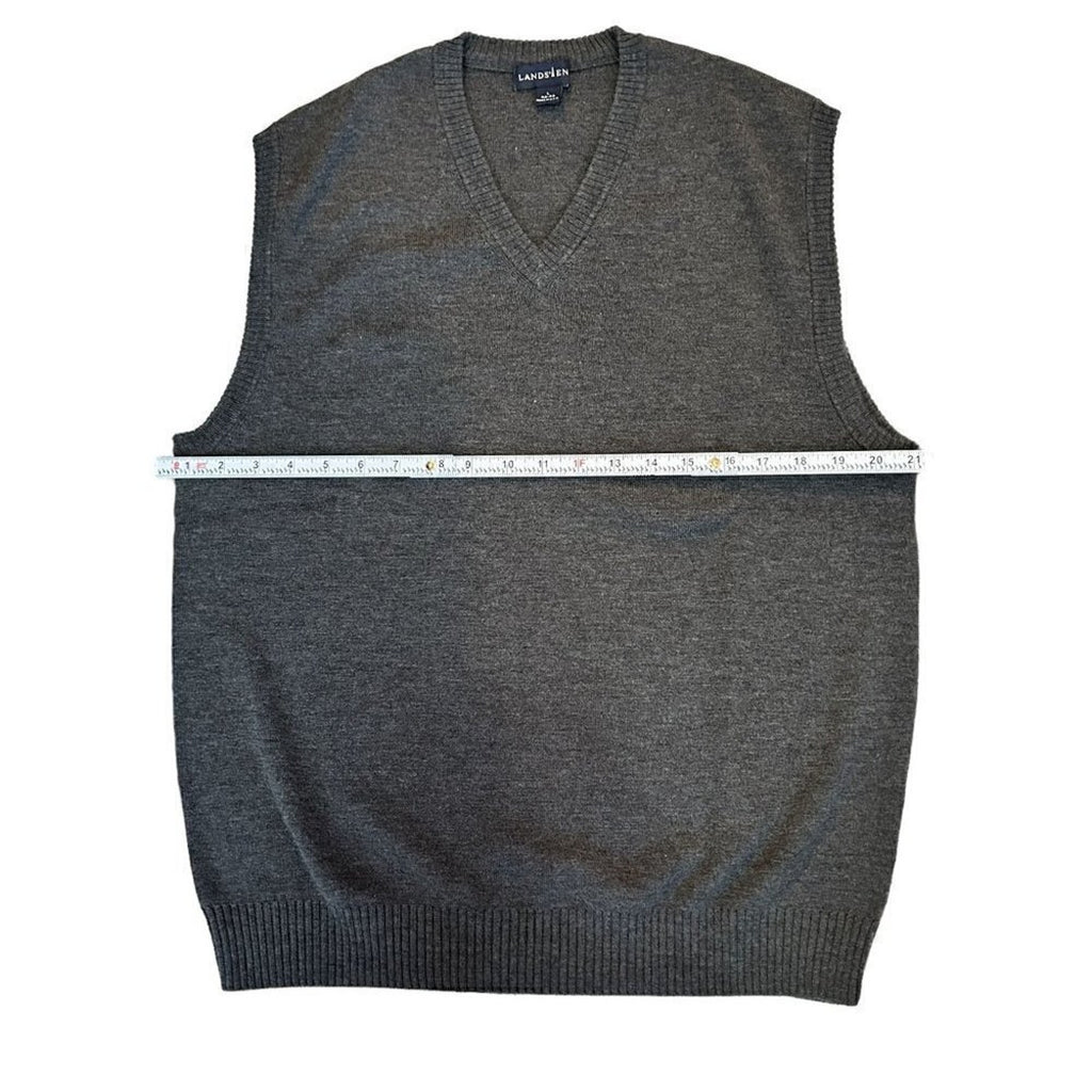 VTG 90's Lands End Sweater Vest Men's Size L Gray Pullover - Golf Style #P1490