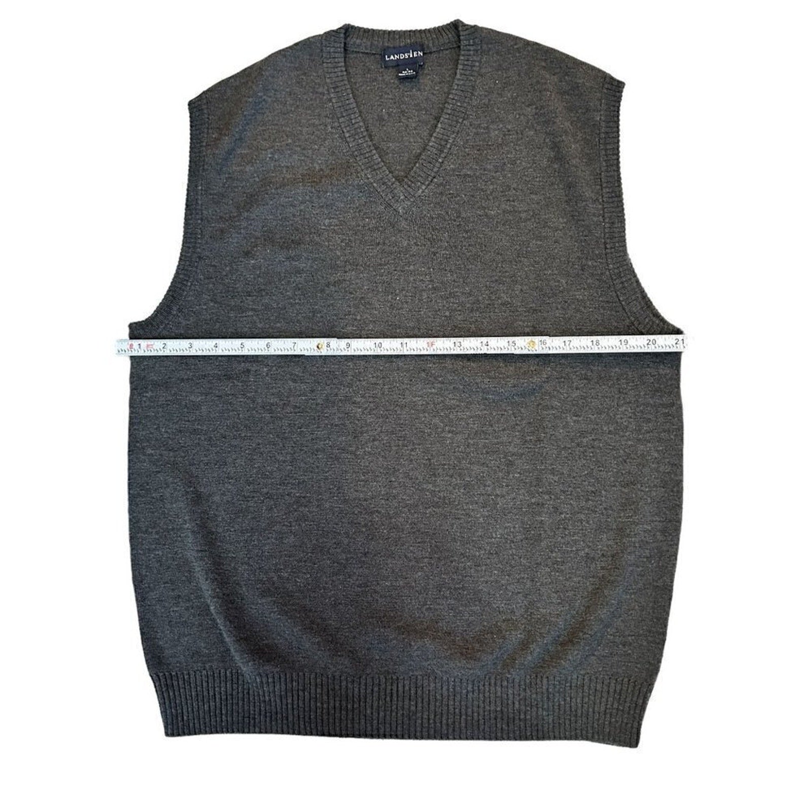 VTG 90's Lands End Sweater Vest Men's Size L Gray Pullover - Golf Style #P1490