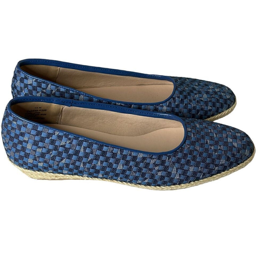 Beacon Women’s Jute-Wrapped Wedge Shoes — Blue, Size 10 Narrow (10N)