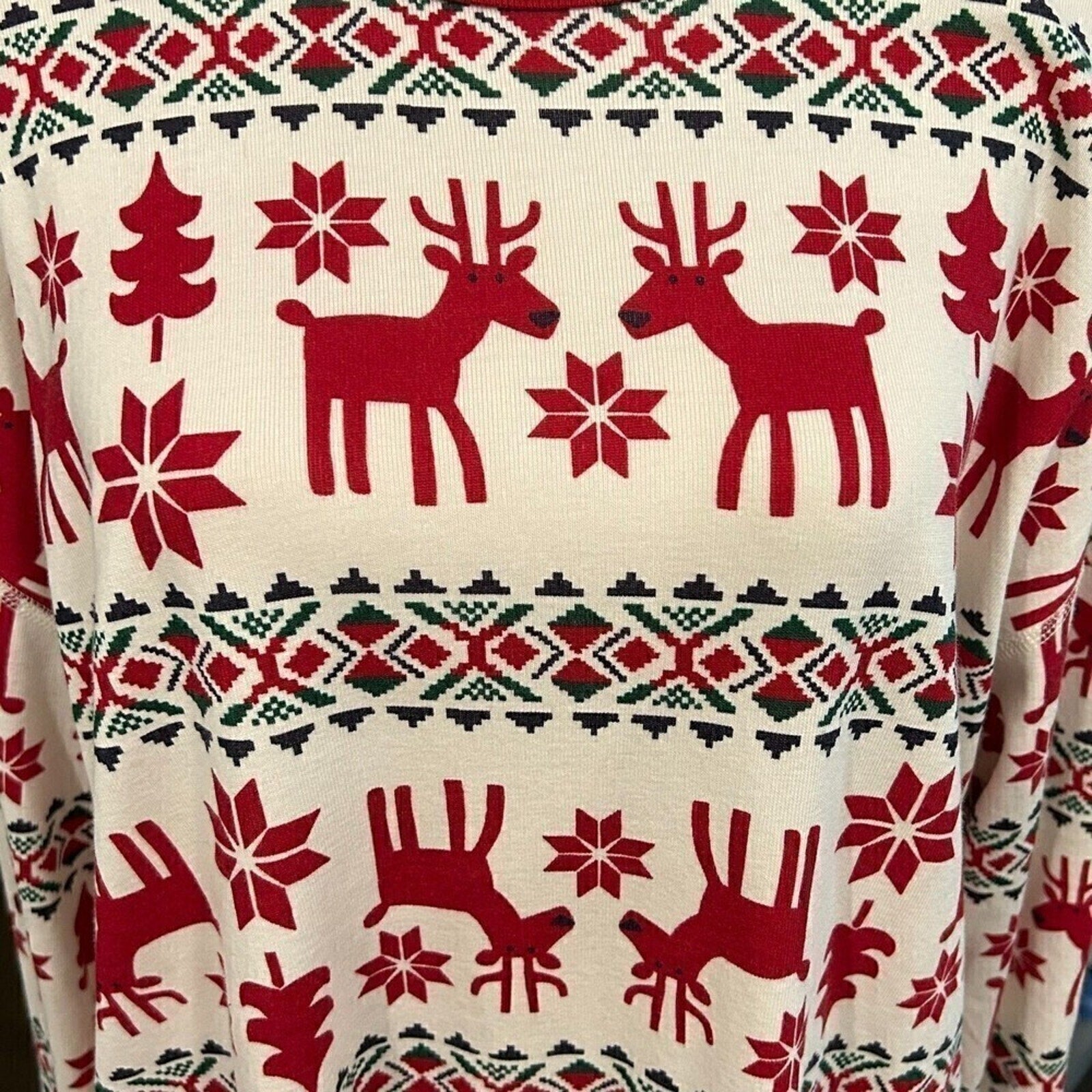 Hanna Anderson Reindeer Womens Top Sz XL Holiday Christmas Lg Slve Shirt #K1354