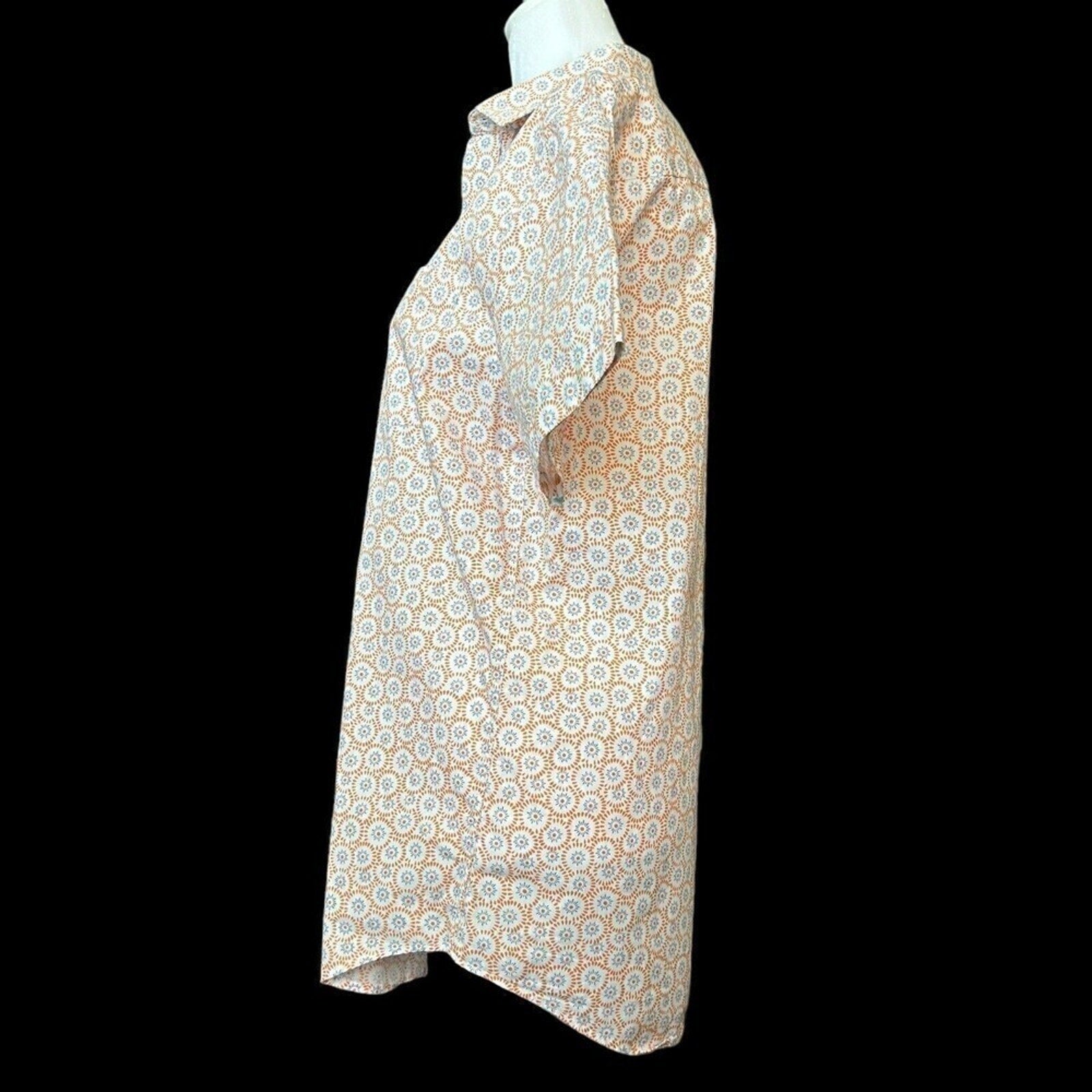 Johnston & Murphy Women's Blouse Short Sleeve White Orange Graphic Size (S) #J13