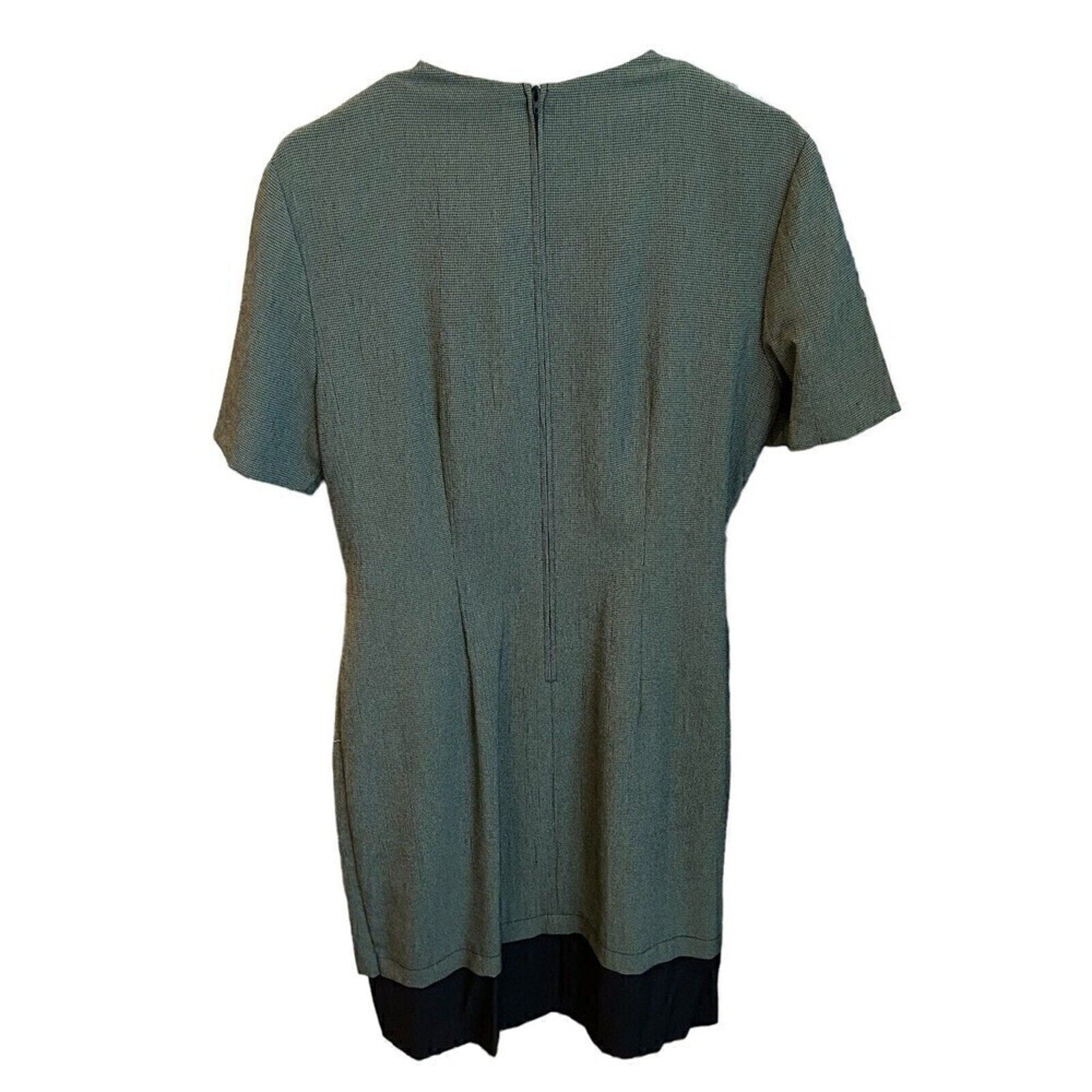 Miss Dorby Vintage Houndstooth Floral Embroidered Olive Dress Size 12 # HS