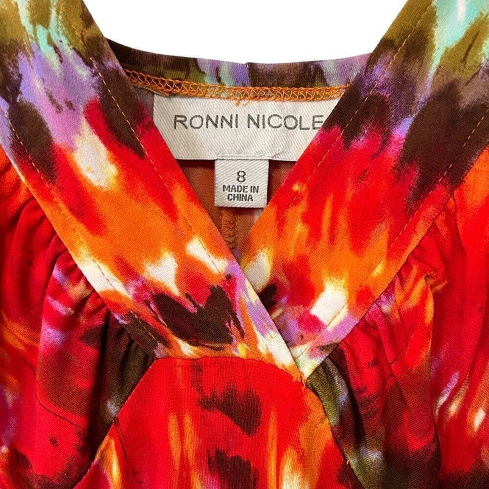 Ronnie Nicole Women's Size 8 Maxi Dress Tie-Dye Boho Full Zip #HB