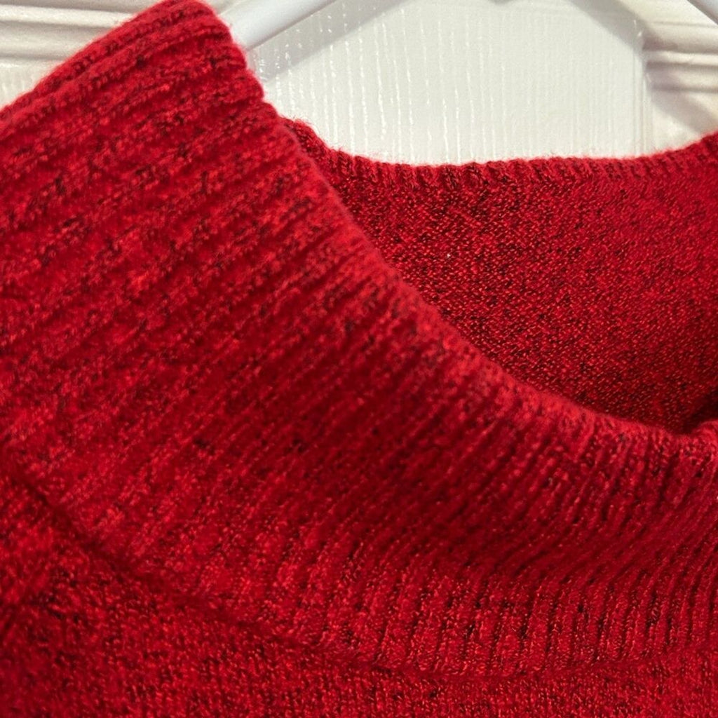 Talbots Red Mock Neck Sweater Women's Sz. L, Buttoned Mock Neck #