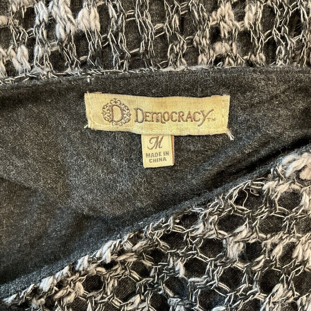 Democracy Women's Loose Knit Lined Sweater / Top Size (M) Grey / Black