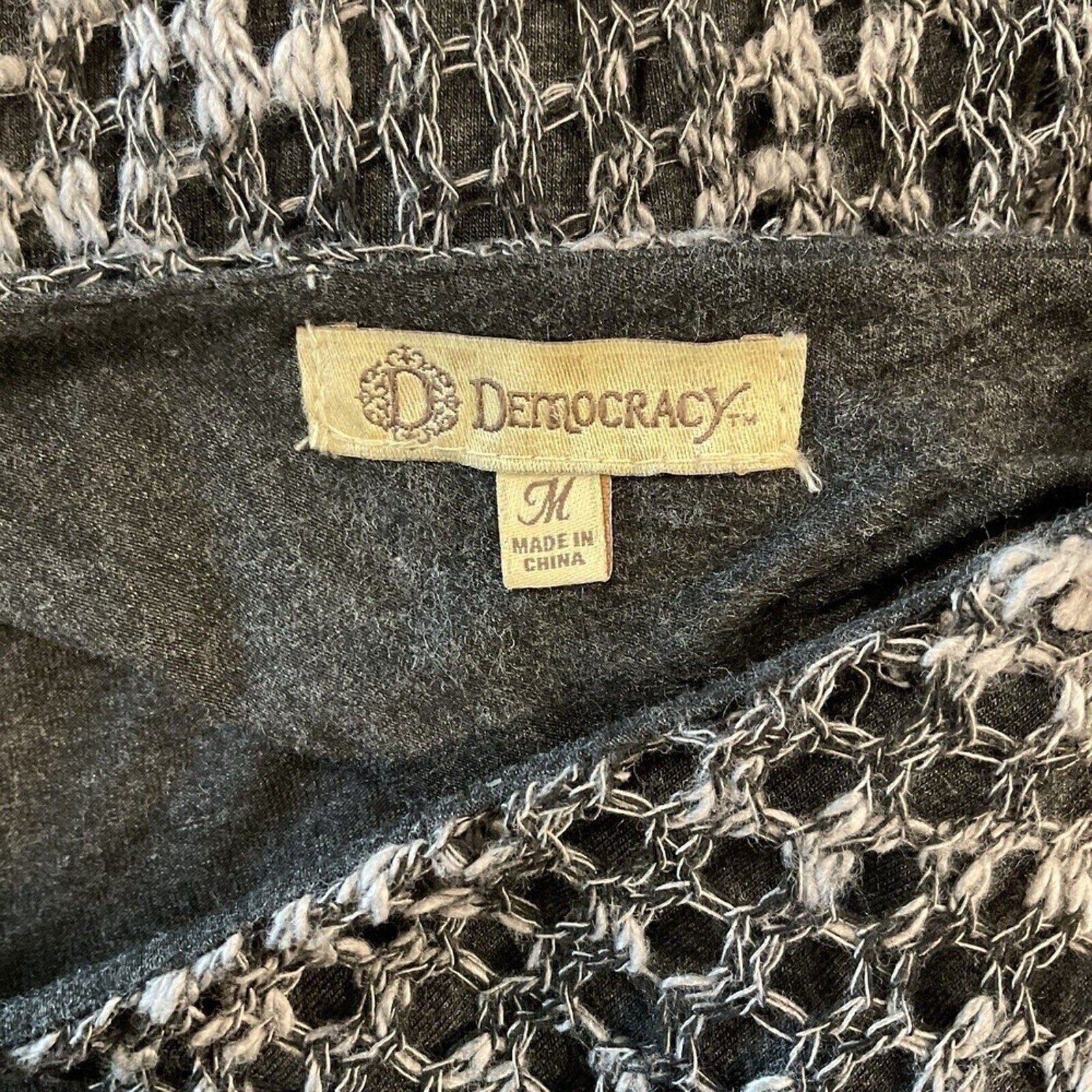 Democracy Women's Loose Knit Lined Sweater / Top Size (M) Grey / Black