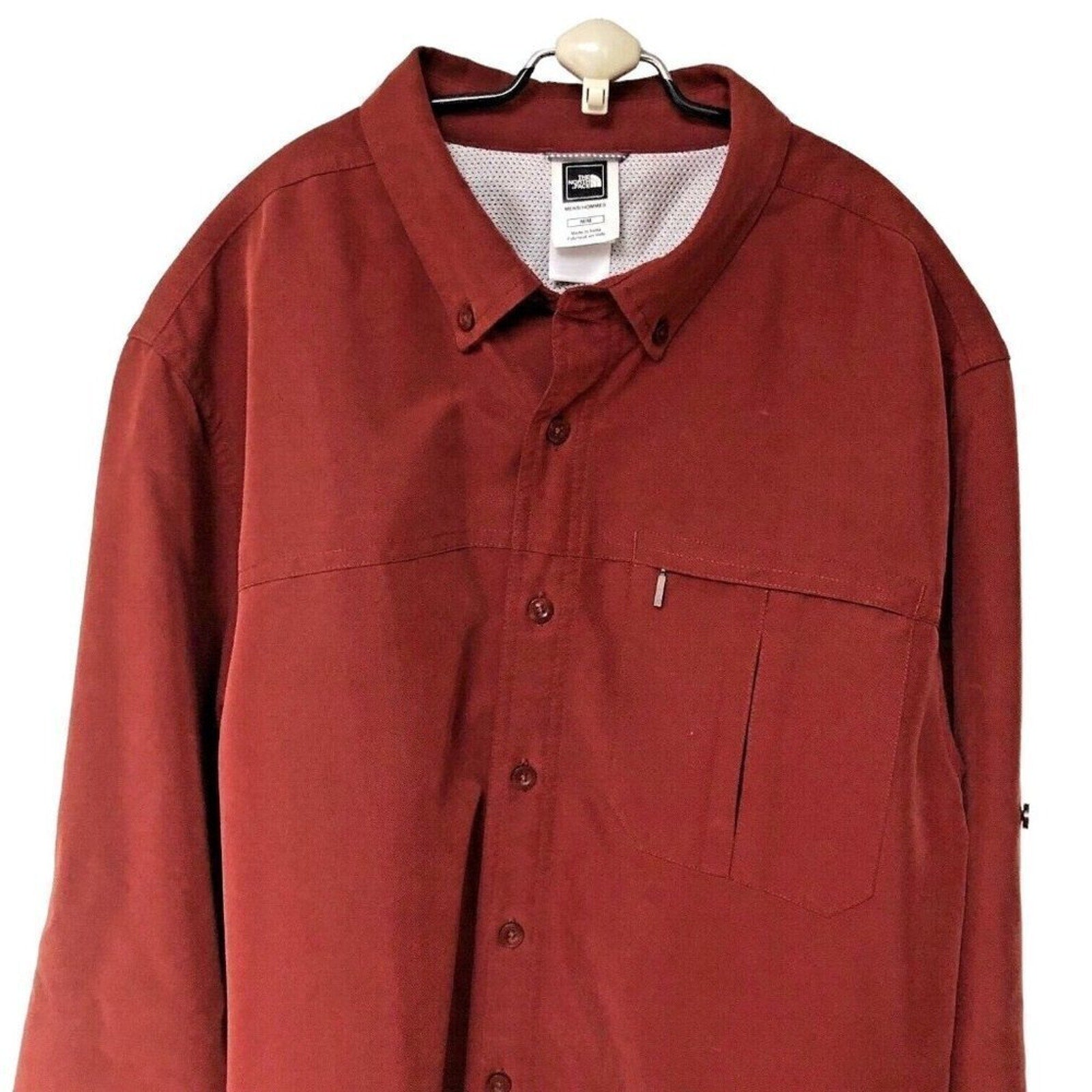The North Face Button Down Shirt L Convertible Sleeve Zip Chest Pocket #G1231