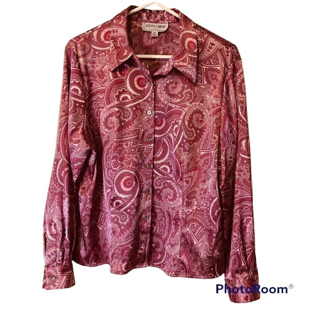 Hasper & Company A S L - Women's Long Sleeve, Button Up, Pink Blouse, Sz. 14P