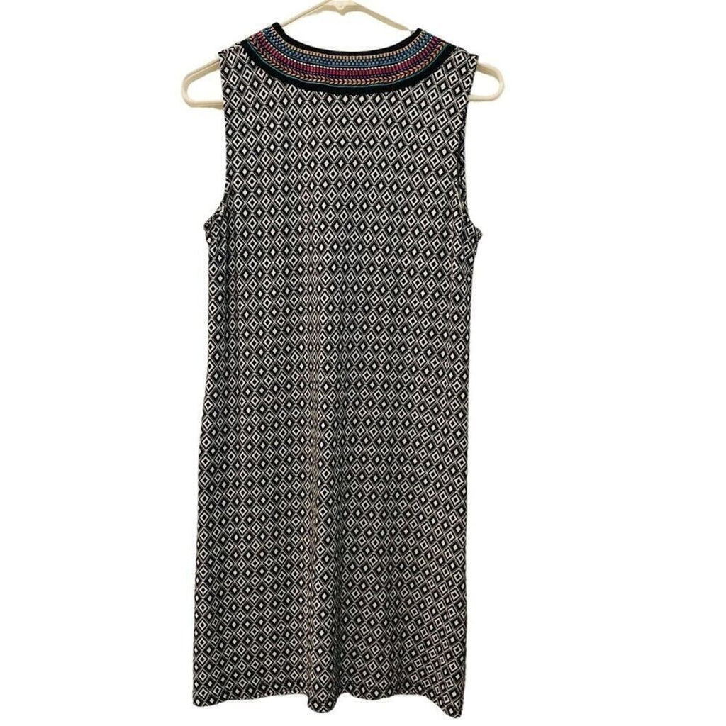 Rafaella Black & White Geometric Sheath Dress Size M – Sleek & Figure-Flattering