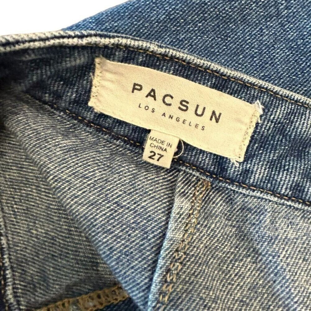 Pacsun Womens Blue Denim Medium Wash Casual Back Zip Mini Skirt Size 27 #A1161