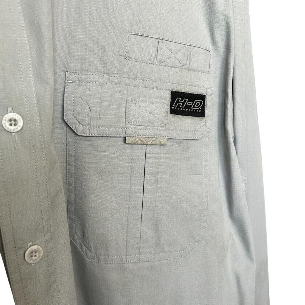 Harley Davidson Vented Rear/Sides Long Sleeve Shirt Gray Relaxed Fit XL #A1197