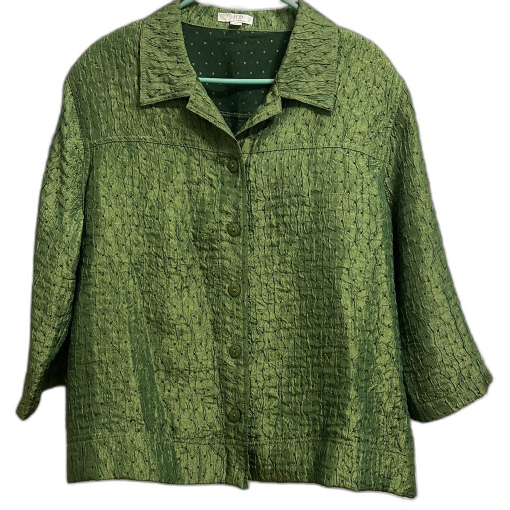 Erin London Green Women's Jacket Size 1X 3/4 Sleeve Erin Euc St. Patrick's Day