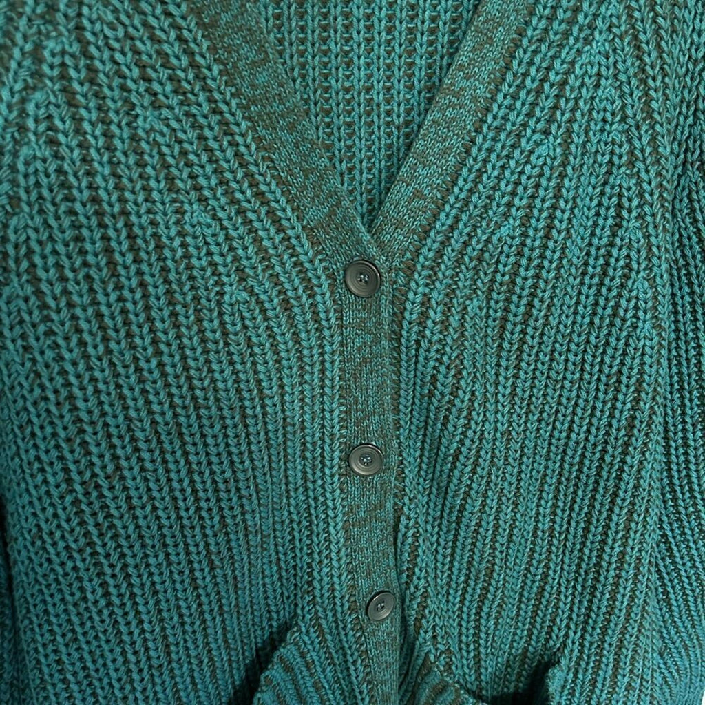 J.Jill Cardigan Women's Sweater Green Button Front Cotton Blend Sz. Large
