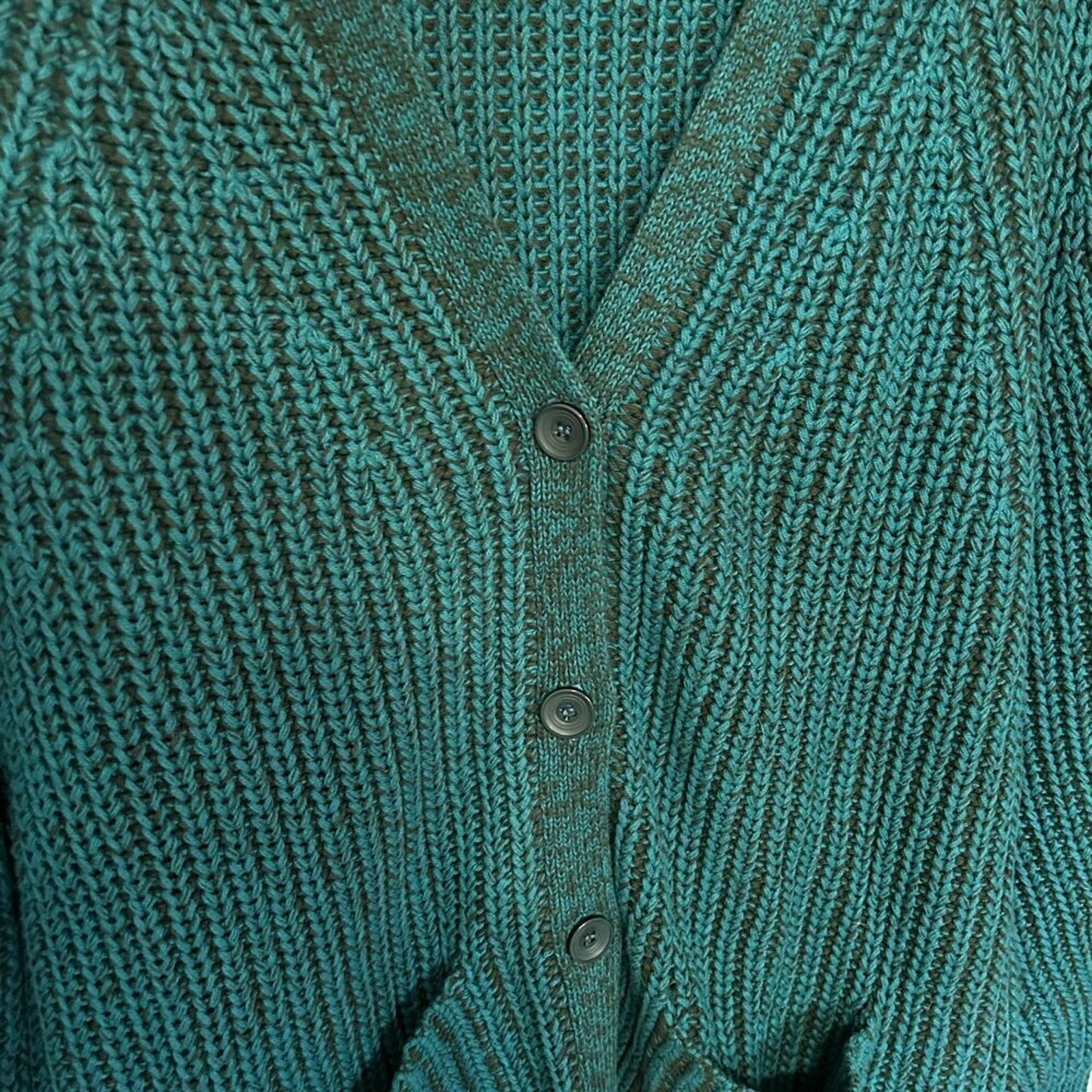 J.Jill Cardigan Women's Sweater Green Button Front Cotton Blend Sz. Large