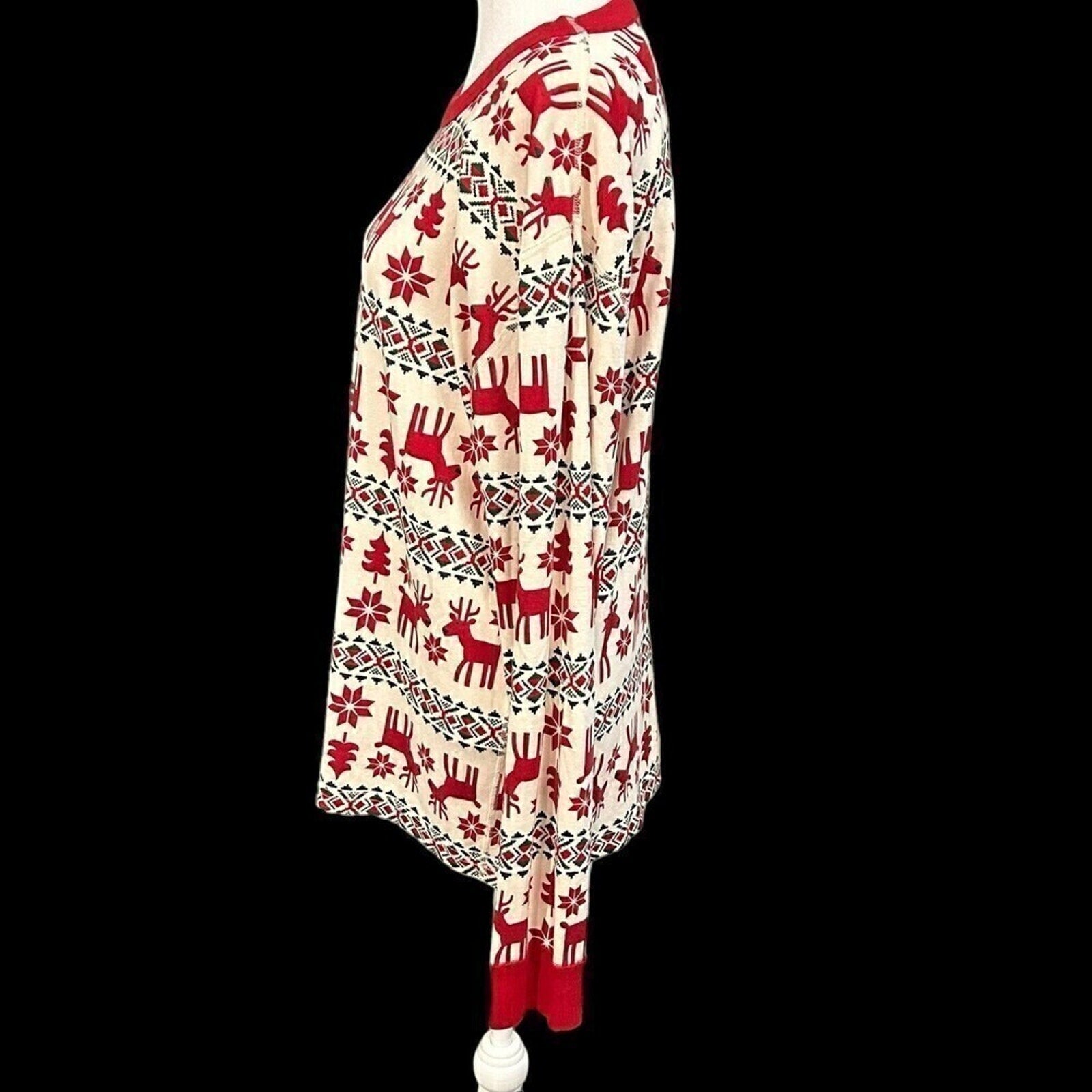 Hanna Anderson Reindeer Womens Top Sz XL Holiday Christmas Lg Slve Shirt #K1354