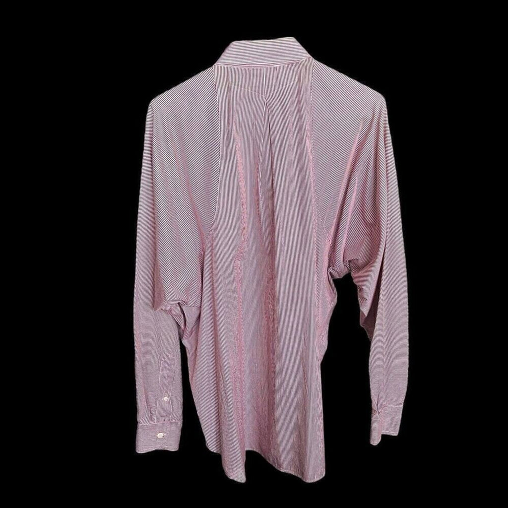 MXI Men’s Red/White Pinstripe Dress Shirt 16.5/34 100% Cotton # J1338